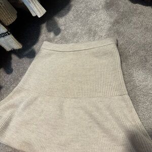 Babaton Cream Ribbed Midi Skirt